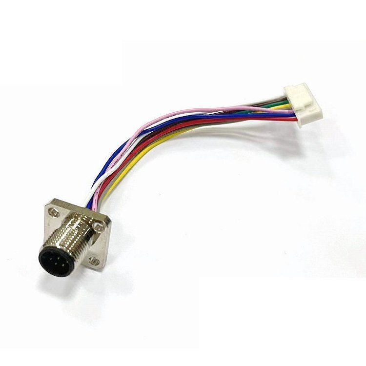 科迎法电气m12 8针插座四方法兰安装 A-coded 焊线式带端子