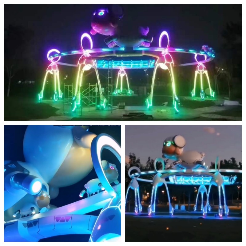 上海创造乐园 灯光轨道小羊肖恩雕塑