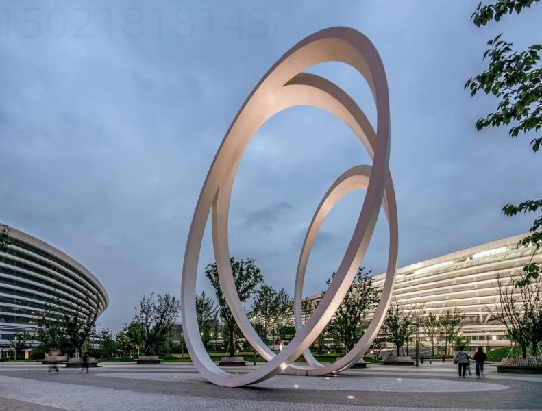 广场中心环环相扣雕塑 圆环雕塑不锈钢造景